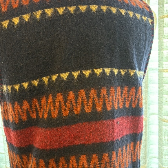 Multicolor western Style Wool Blend Button-Up Vest - Picture 4 of 7